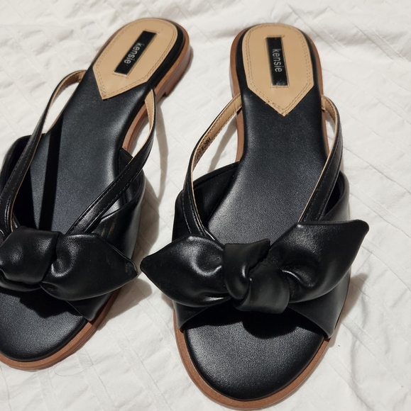 Kensie vegan black sandal slip ons with cute bow tie 🎀 New condition. Size 7 - Picture 7 of 11